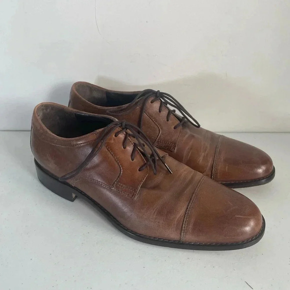 Johnston & Murphy Novick Brown Cap Toe Lace Up men’s leather dress shoes 8.5 GUC - Picture 1 of 8